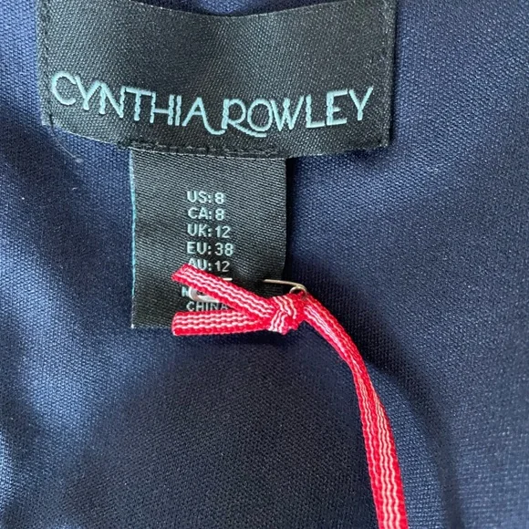 NWT Cynthia Rowley Navy blue dress Size 8, flounce/ruffle hem - Picture 5 of 9